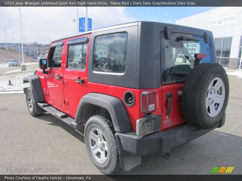 Flame Red / Dark Slate Gray/Medium Slate Gray 2010 Jeep Wrangler Unlimited Sport 4x4 Right Hand Drive