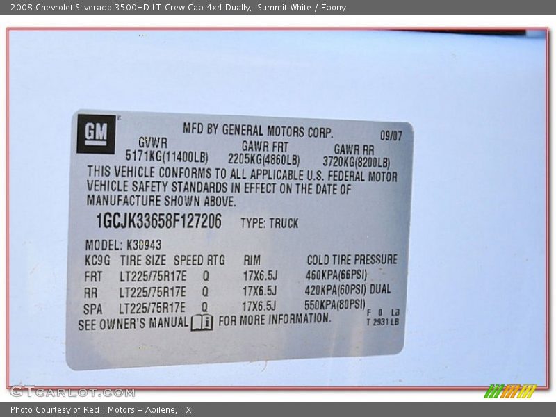 Summit White / Ebony 2008 Chevrolet Silverado 3500HD LT Crew Cab 4x4 Dually