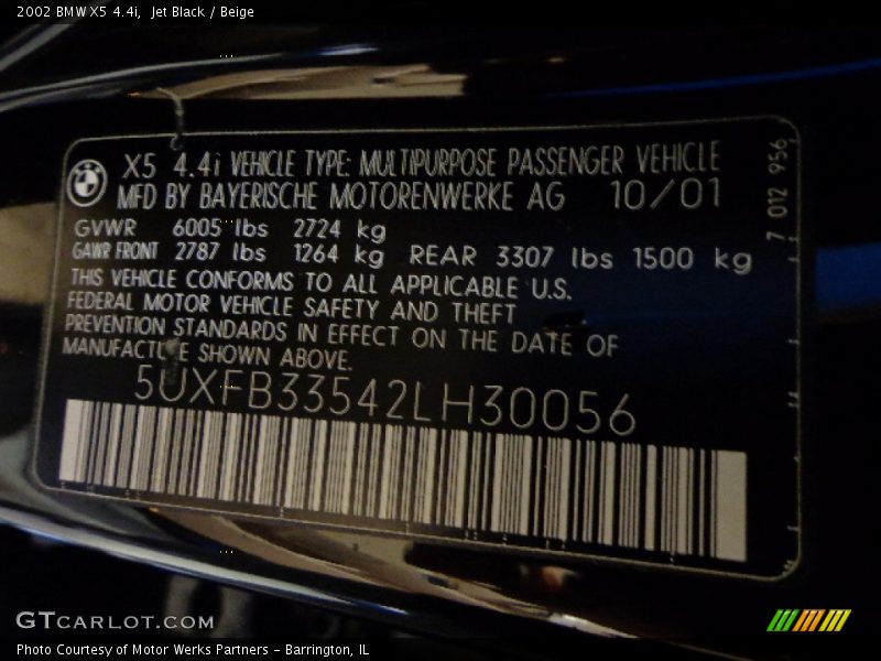 Jet Black / Beige 2002 BMW X5 4.4i