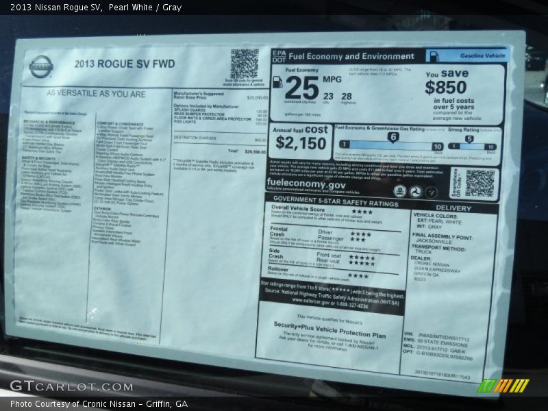 Pearl White / Gray 2013 Nissan Rogue SV