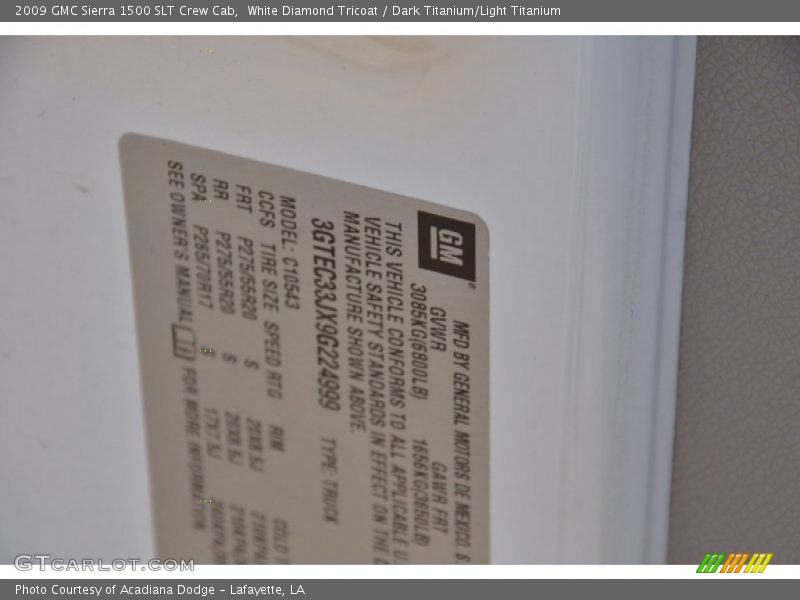White Diamond Tricoat / Dark Titanium/Light Titanium 2009 GMC Sierra 1500 SLT Crew Cab