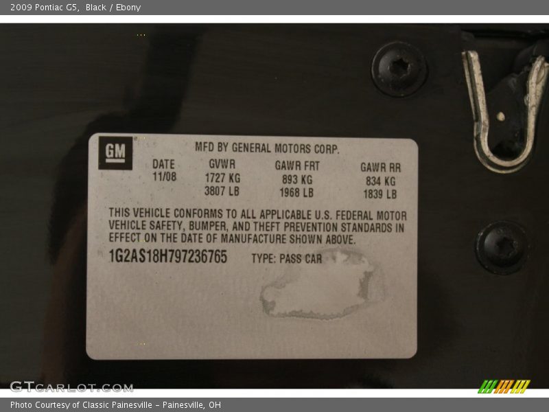 Black / Ebony 2009 Pontiac G5