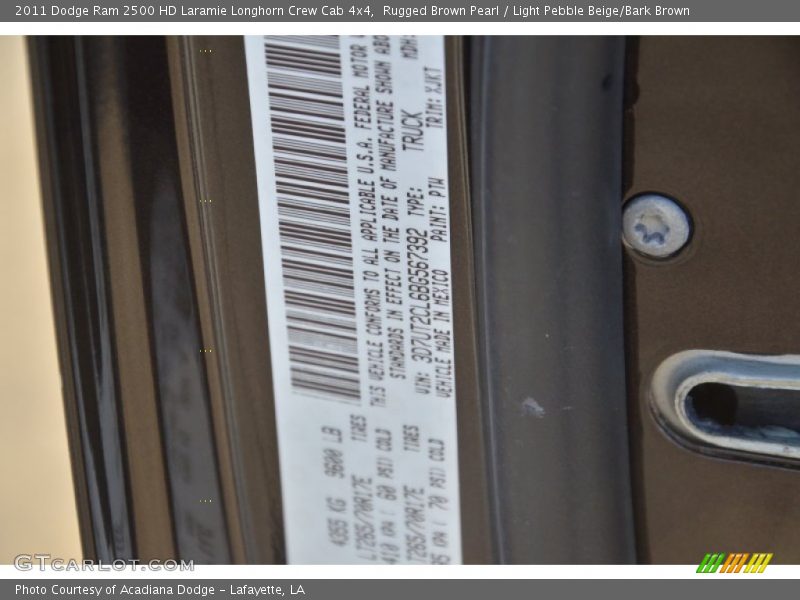 Rugged Brown Pearl / Light Pebble Beige/Bark Brown 2011 Dodge Ram 2500 HD Laramie Longhorn Crew Cab 4x4