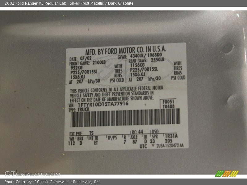 Silver Frost Metallic / Dark Graphite 2002 Ford Ranger XL Regular Cab