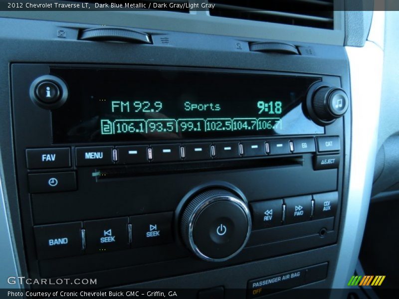 Dark Blue Metallic / Dark Gray/Light Gray 2012 Chevrolet Traverse LT