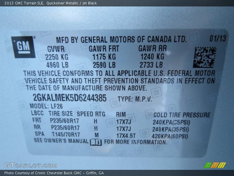 Quicksilver Metallic / Jet Black 2013 GMC Terrain SLE