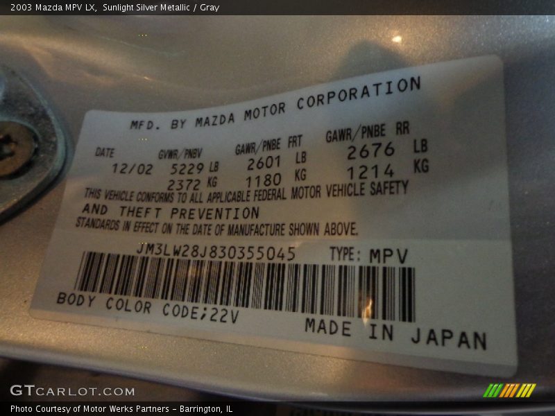 Sunlight Silver Metallic / Gray 2003 Mazda MPV LX