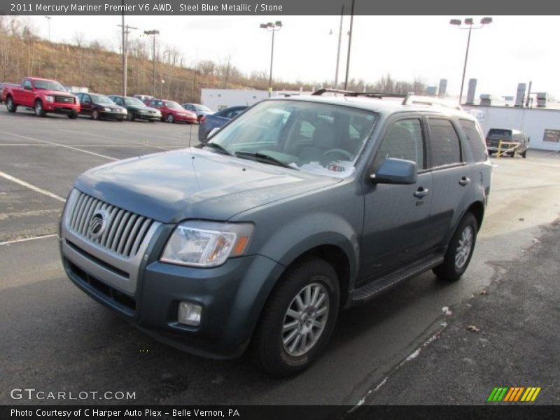 Steel Blue Metallic / Stone 2011 Mercury Mariner Premier V6 AWD