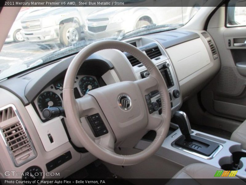 Steel Blue Metallic / Stone 2011 Mercury Mariner Premier V6 AWD
