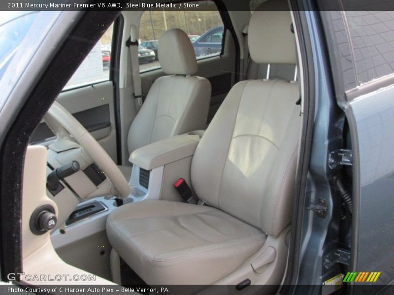 Steel Blue Metallic / Stone 2011 Mercury Mariner Premier V6 AWD