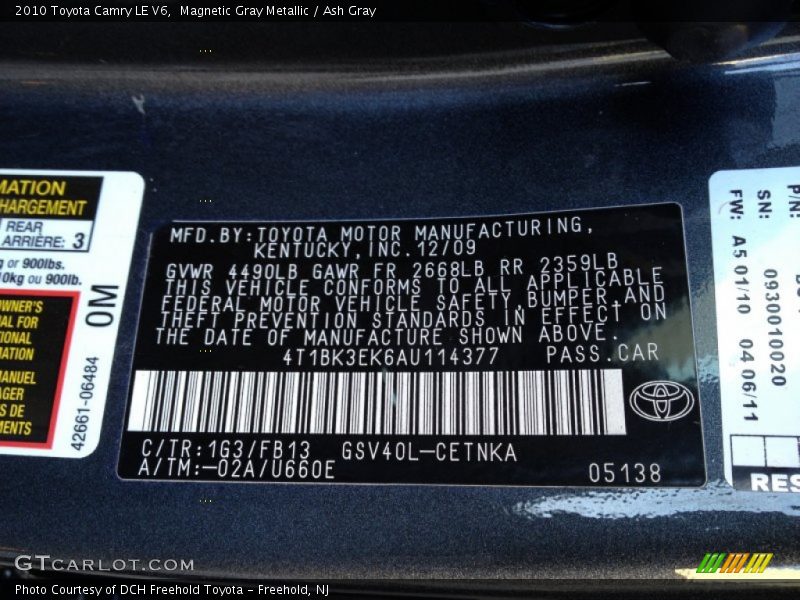 Magnetic Gray Metallic / Ash Gray 2010 Toyota Camry LE V6
