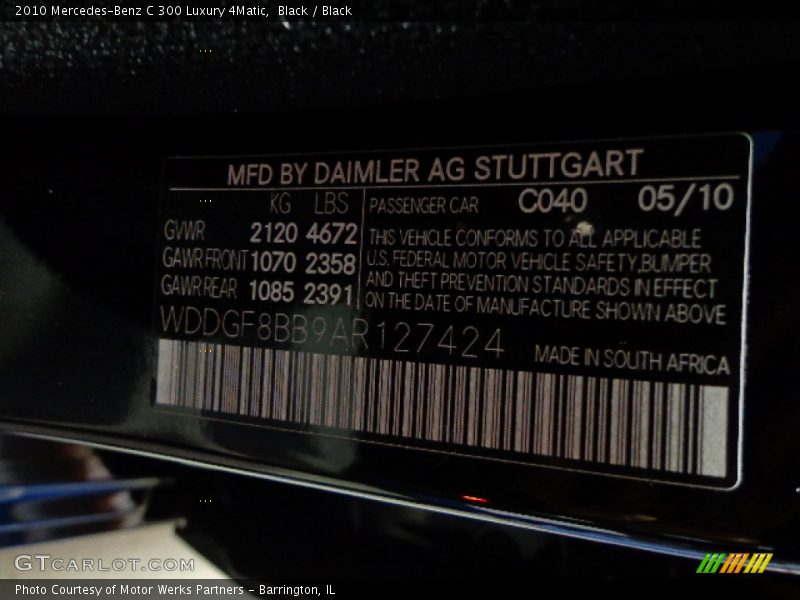 Black / Black 2010 Mercedes-Benz C 300 Luxury 4Matic