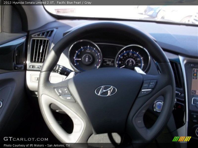 Pacific Blue Pearl / Gray 2013 Hyundai Sonata Limited 2.0T