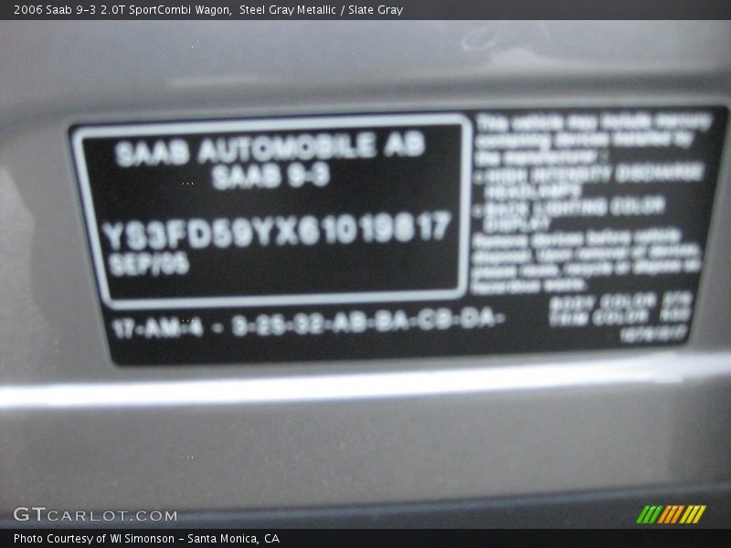 Steel Gray Metallic / Slate Gray 2006 Saab 9-3 2.0T SportCombi Wagon