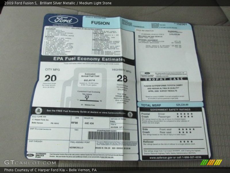 Brilliant Silver Metallic / Medium Light Stone 2009 Ford Fusion S