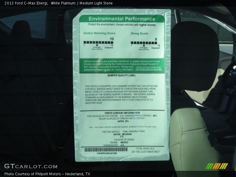  2013 C-Max Energi Window Sticker