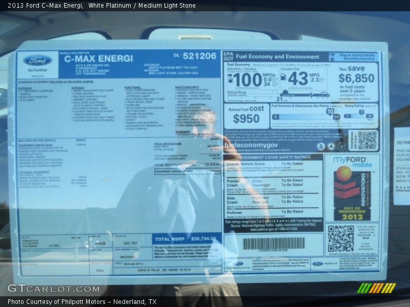  2013 C-Max Energi Window Sticker
