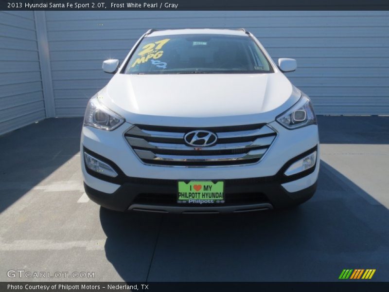 Frost White Pearl / Gray 2013 Hyundai Santa Fe Sport 2.0T