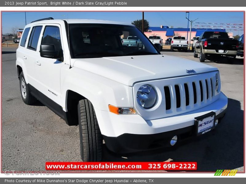 Bright White / Dark Slate Gray/Light Pebble 2013 Jeep Patriot Sport