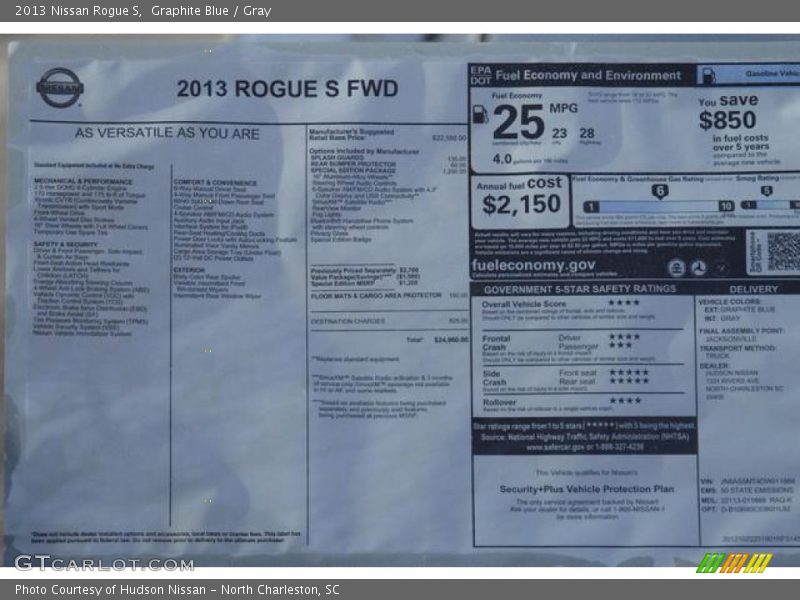  2013 Rogue S Window Sticker