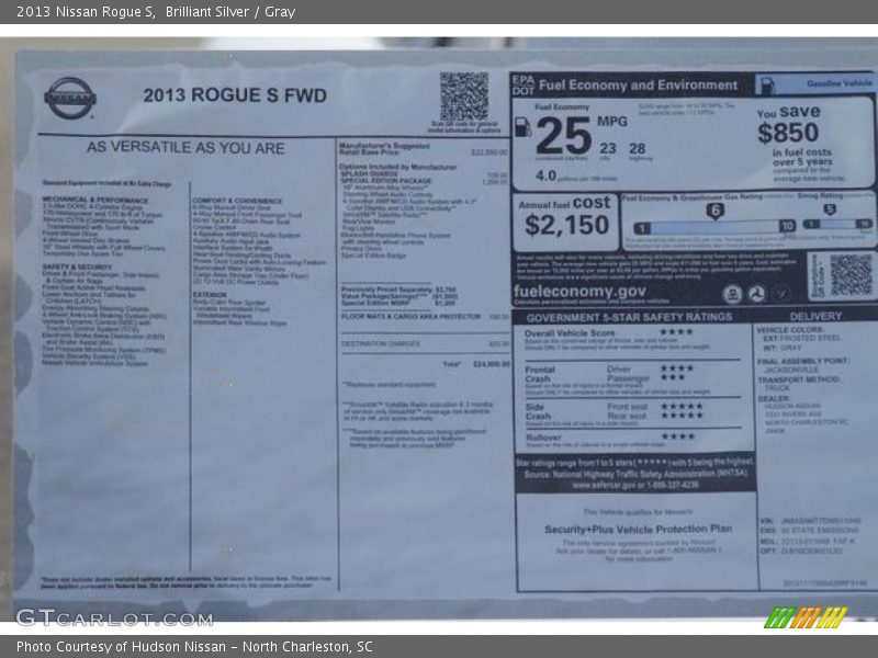  2013 Rogue S Window Sticker