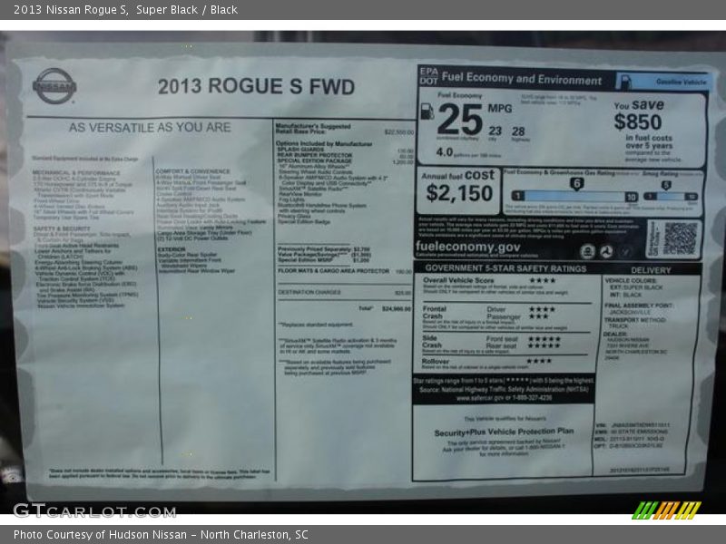 Super Black / Black 2013 Nissan Rogue S