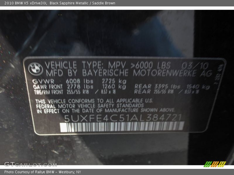 Black Sapphire Metallic / Saddle Brown 2010 BMW X5 xDrive30i