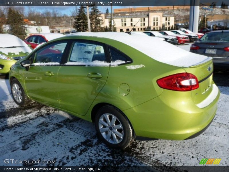 Lime Squeeze / Charcoal Black/Light Stone 2013 Ford Fiesta SE Sedan