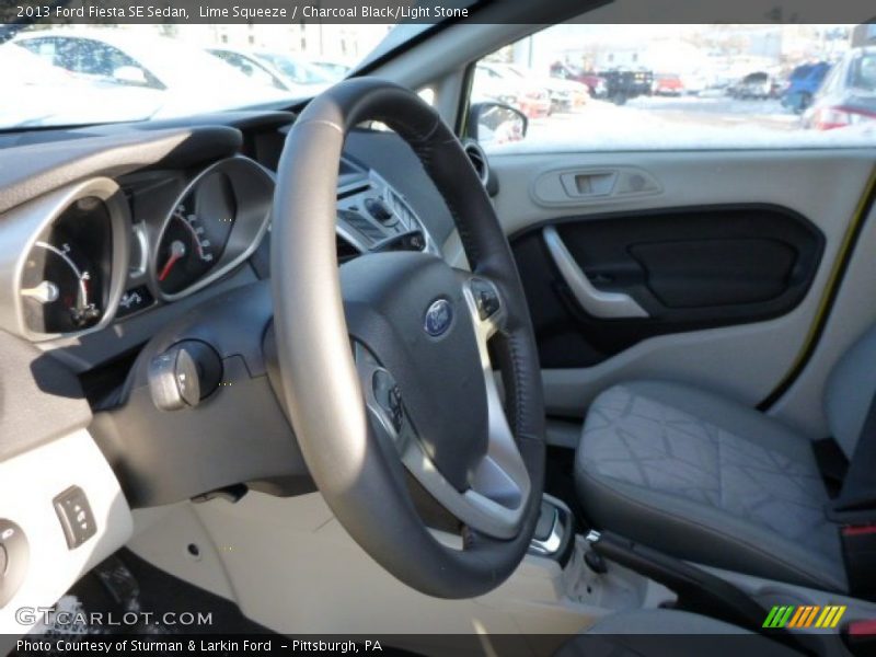 Lime Squeeze / Charcoal Black/Light Stone 2013 Ford Fiesta SE Sedan