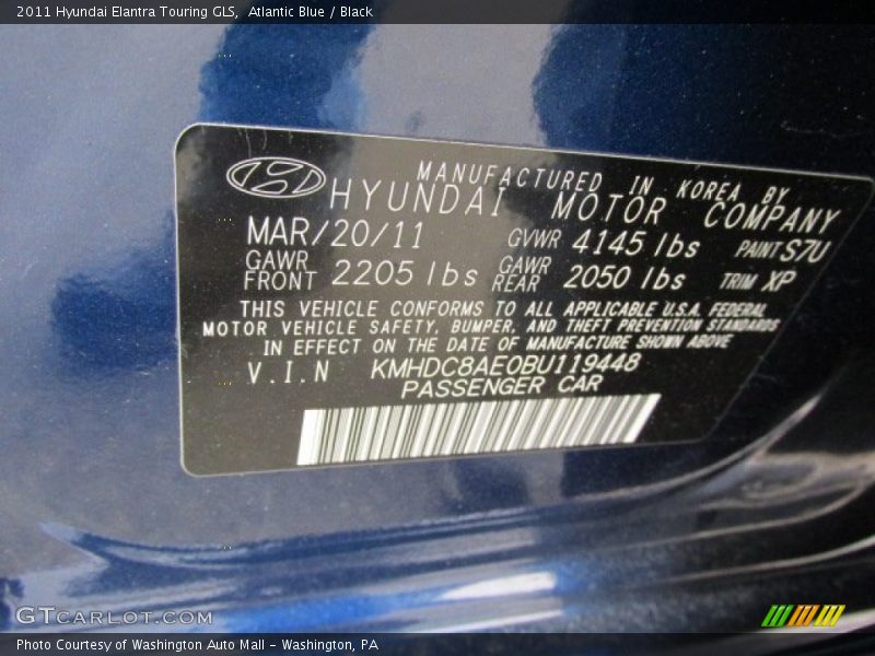 Atlantic Blue / Black 2011 Hyundai Elantra Touring GLS
