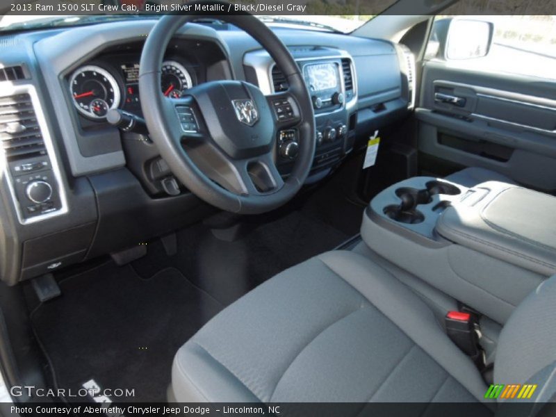Bright Silver Metallic / Black/Diesel Gray 2013 Ram 1500 SLT Crew Cab