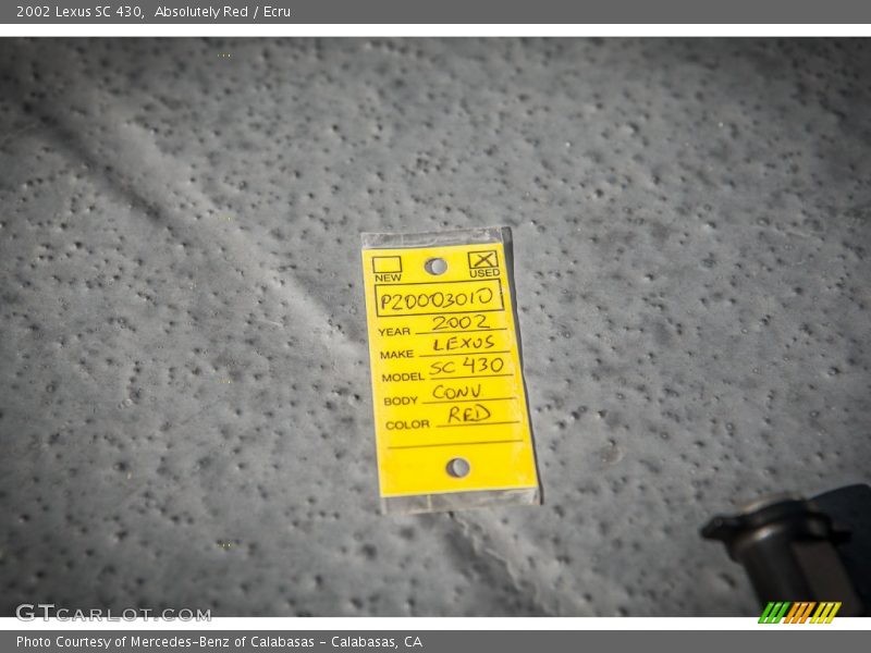 Absolutely Red / Ecru 2002 Lexus SC 430