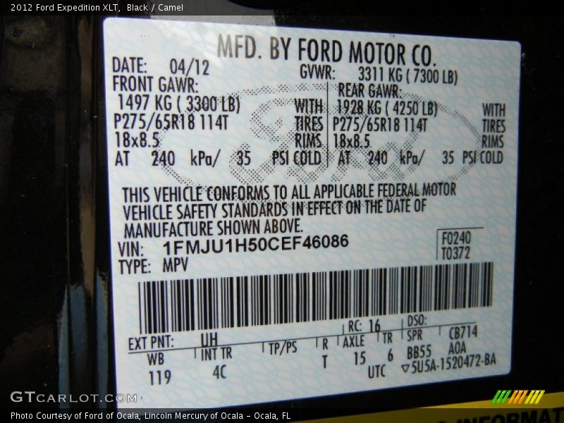 Black / Camel 2012 Ford Expedition XLT