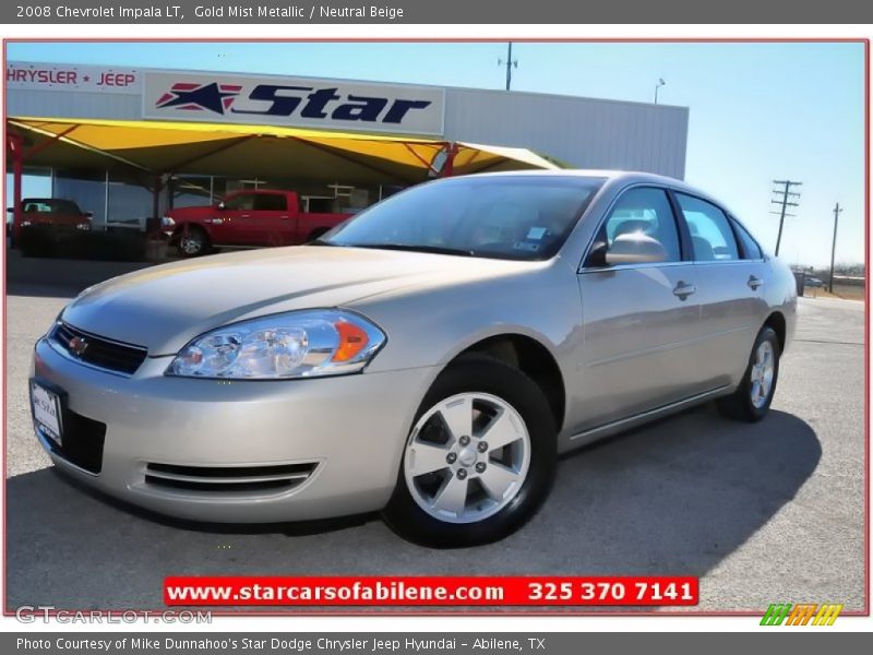 Gold Mist Metallic / Neutral Beige 2008 Chevrolet Impala LT