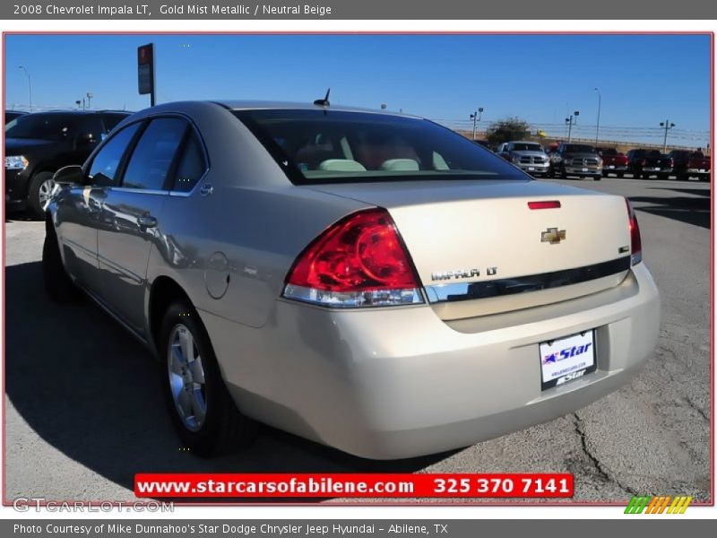 Gold Mist Metallic / Neutral Beige 2008 Chevrolet Impala LT