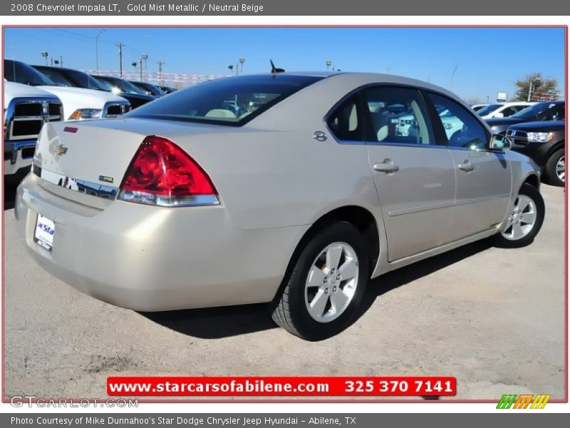 Gold Mist Metallic / Neutral Beige 2008 Chevrolet Impala LT