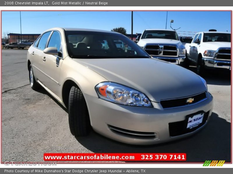 Gold Mist Metallic / Neutral Beige 2008 Chevrolet Impala LT