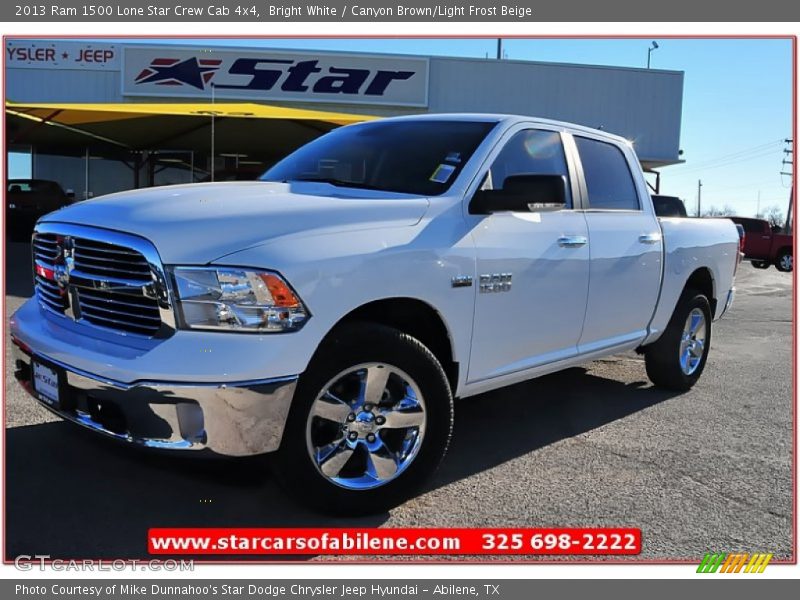 Bright White / Canyon Brown/Light Frost Beige 2013 Ram 1500 Lone Star Crew Cab 4x4