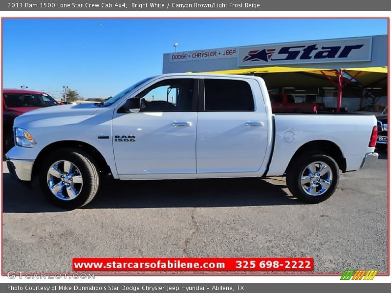Bright White / Canyon Brown/Light Frost Beige 2013 Ram 1500 Lone Star Crew Cab 4x4