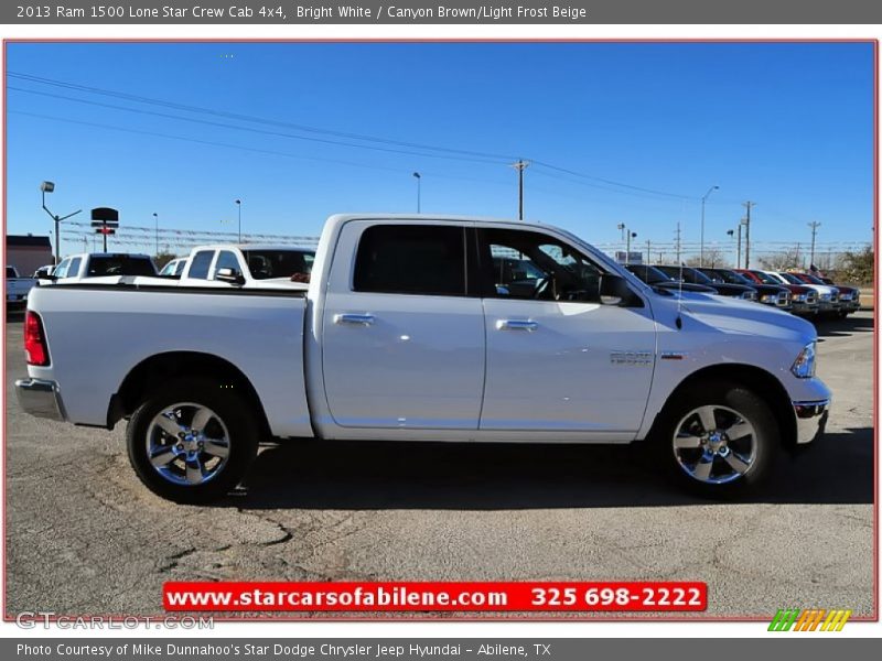 Bright White / Canyon Brown/Light Frost Beige 2013 Ram 1500 Lone Star Crew Cab 4x4