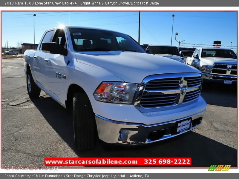 Bright White / Canyon Brown/Light Frost Beige 2013 Ram 1500 Lone Star Crew Cab 4x4