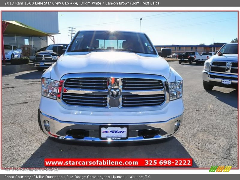 Bright White / Canyon Brown/Light Frost Beige 2013 Ram 1500 Lone Star Crew Cab 4x4