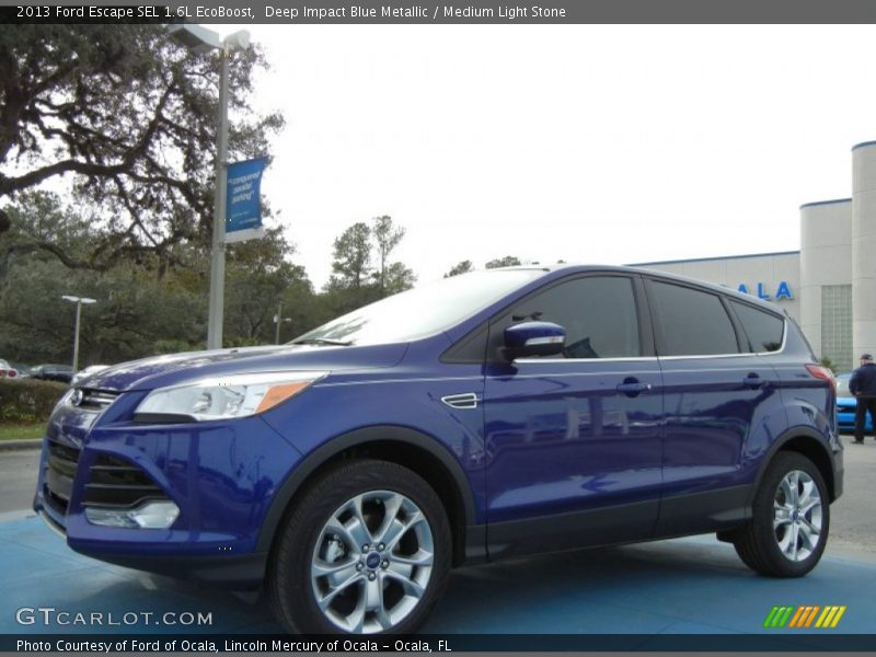 Deep Impact Blue Metallic / Medium Light Stone 2013 Ford Escape SEL 1.6L EcoBoost