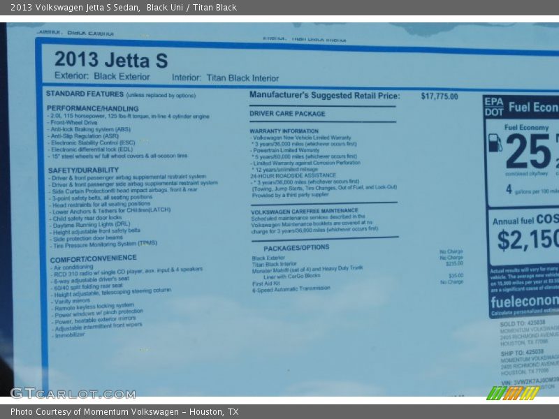 Black Uni / Titan Black 2013 Volkswagen Jetta S Sedan