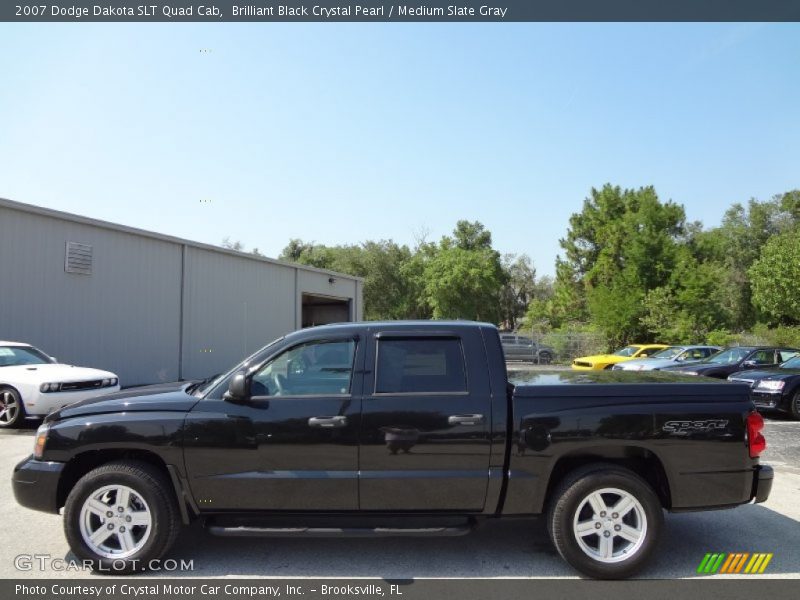 Brilliant Black Crystal Pearl / Medium Slate Gray 2007 Dodge Dakota SLT Quad Cab