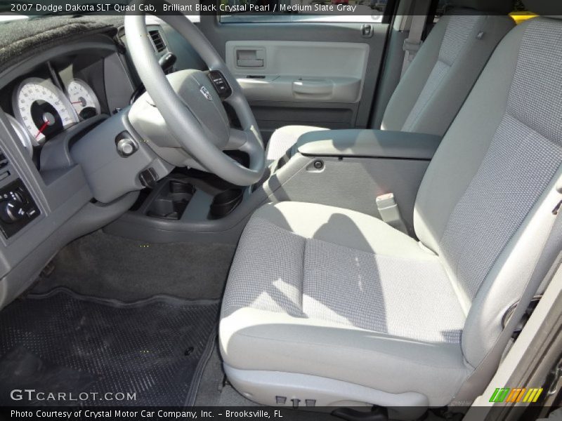 Brilliant Black Crystal Pearl / Medium Slate Gray 2007 Dodge Dakota SLT Quad Cab