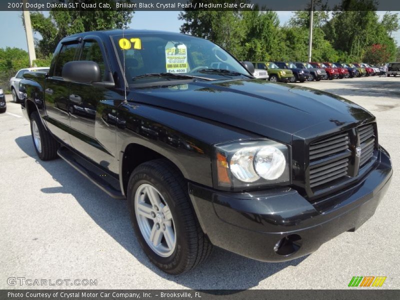 Brilliant Black Crystal Pearl / Medium Slate Gray 2007 Dodge Dakota SLT Quad Cab