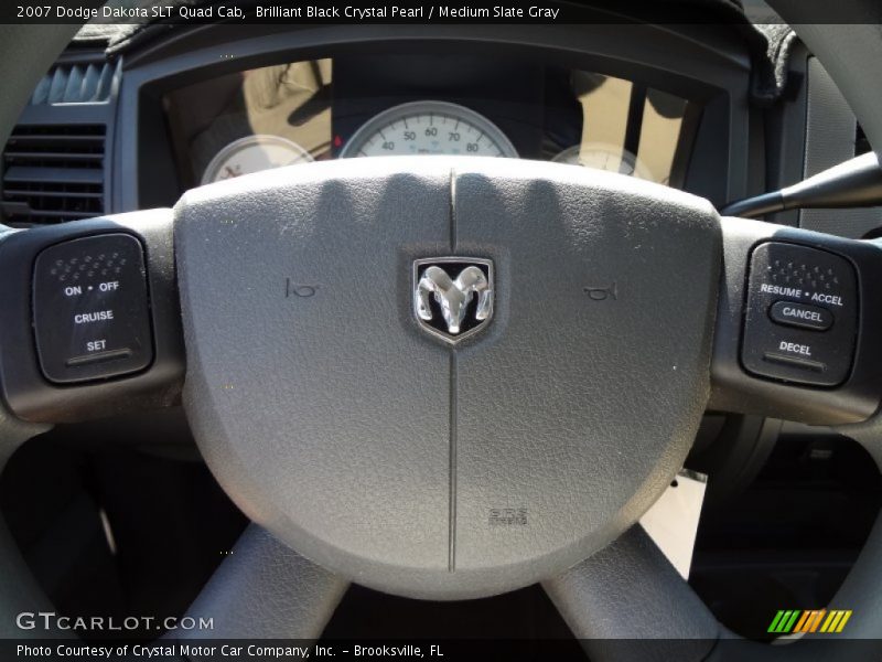 Brilliant Black Crystal Pearl / Medium Slate Gray 2007 Dodge Dakota SLT Quad Cab