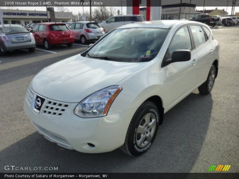 Phantom White Pearl / Black 2008 Nissan Rogue S AWD