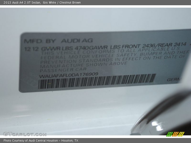 Ibis White / Chestnut Brown 2013 Audi A4 2.0T Sedan